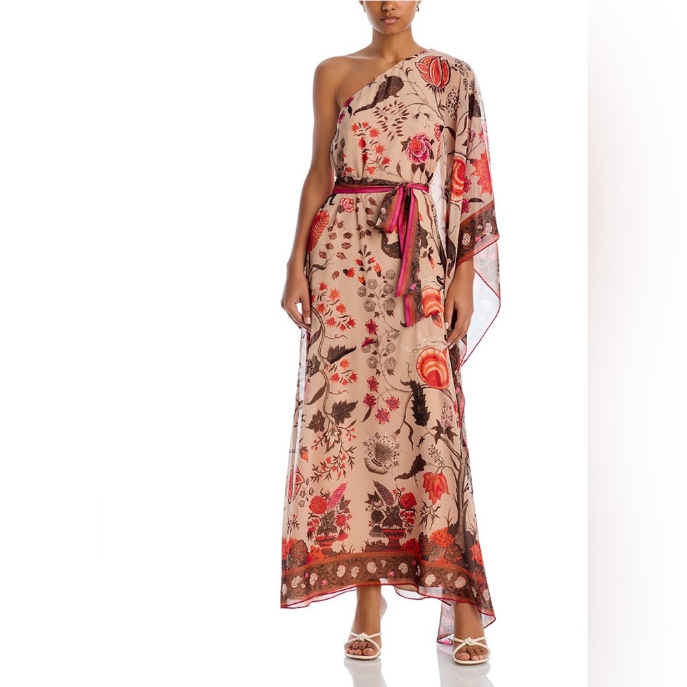 Hazel Floral Chiffon One-Shoulder Maxi Dress